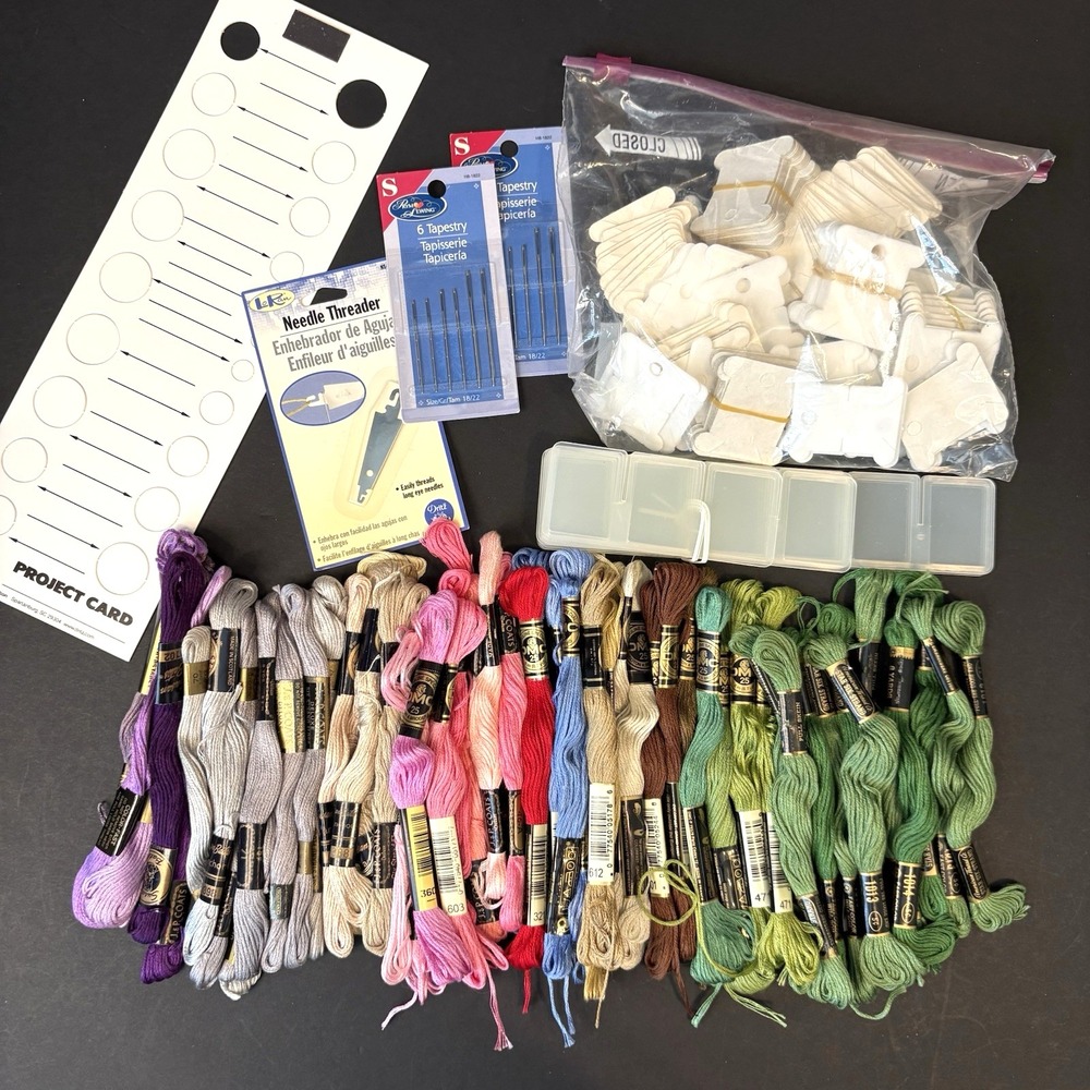 Mixed Lot 55 Embroidery Thread DMC JP Coates Susan Bates American Thread & More